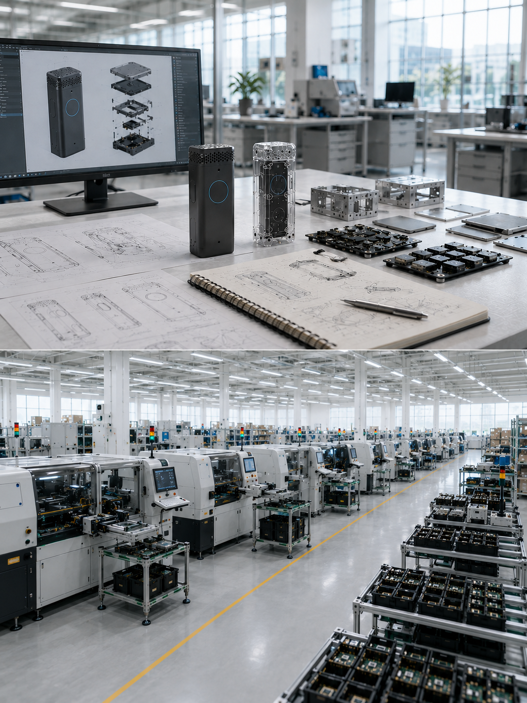 PCB board assembly on the manufacturing line